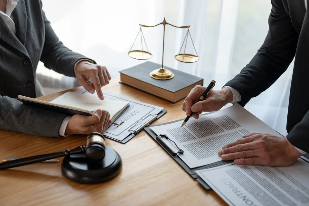 businessman brainstorming information on agreement details Business contracts in legal